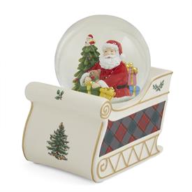 -,SANTA IN SLEIGH MUSICAL SNOWGLOBE WITH LED LIGHTS. PLAYS 'JOLLY OLD ST. NICHOLAS'. 6.5"                                                   