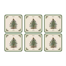 -SET OF 6 COASTERS BY PIMPERNEL. 4" WIDE. WIPE CLEAN.                                                                                       