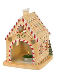-GINGERBREAD HOUSE TEALIGHT HOLDER. 5.5" X 5" X 7". WIPE CLEAN. MSRP $60.00                                                                 