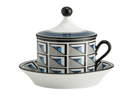 -TEA CUP & SAUCER WITH LID                                                                                                                  