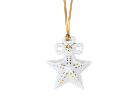 -GOLDEN STAR WITH BOW ONAMENT. 4"                                                                                                           