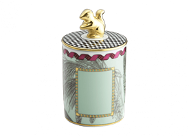 -,CANDLE WITH COVER, SQUIRREL. 5.25" TALL WITH LID. CITRUS SCENTED.                                                                         