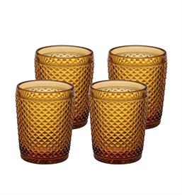 -SET OF 4 OLD FASHIONED GLASSES, AMBER                                                                                                      