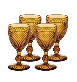 -SET OF 4 RED WINE GLASSES, AMBER. 6" TALL                                                                                                  