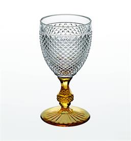 -CLEAR & AMBER STEM GOBLET. 6.6" TALL                                                                                                       