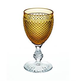 -AMBER & CLEAR STEM GOBLET. 6.6" TALL                                                                                                       