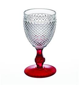 -CLEAR & RED STEM GOBLET. 6.6" TALL                                                                                                         