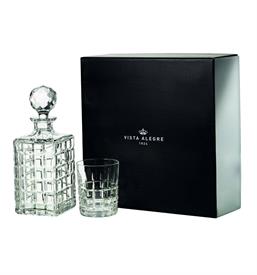 -SET WITH WHISKY DECANTER & FOUR OLD FASHIONED GLASSES                                                                                      
