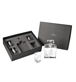 -SET WITH DECANTER & FOUR OLD FASHIONED GLASSES                                                                                             