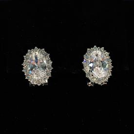 _,OVAL CLEAR CZ LEVER BACK EARRINGS. 1.7" LONG, .55" WIDE                                                                                   