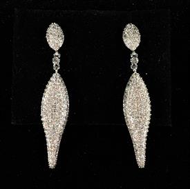 -,CLEAR CZ PAVE DANGLE POST BACK EARRINGS. 2" LONG                                                                                          