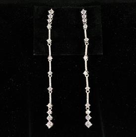 _,CLEAR CZ EXTRA LONG DANGLE POST BACK EARRINGS. 3.55" LONG                                                                                 