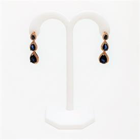 _,SAPPHIRE BLUE & CLEAR CZ 3-TIER TEARDROP EARRINGS. 1.25" LONG                                                                             