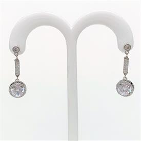 -,CLEAR CZ HOLLOW TEARDROP DANGLE POST BACK EARRINGS. 2.3" LONG, 1.2" WIDE                                                                  