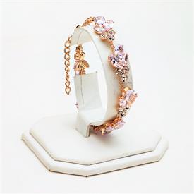 -,CHAMPAGNE & CLEAR CZ CLUSTER BRACELET. ADJUSTABLE 7" TO 9" LONG                                                                           