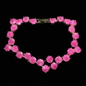 -,PINK 'CRACKLE' CZ BRACELET. 6.8" LONG, .55" WIDE                                                                                          