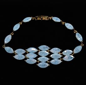 -,GRADUATED AQUA BLUE 'CRACKLE' CZ BRACELET. 7.25" LONG, .8" WIDE                                                                           