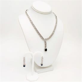 -,CLEAR CZ 'SUNS' NECKLACE & EARRING SEST. 16.6" LONG, .5" WIDE NECKLACE. .5" WIDE POSTS.                                                   