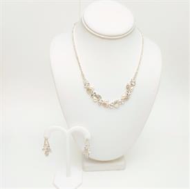 -,CLEAR CZ WATERFALL NECKLACE & EARRING SET. 17" NECKLACE WITH 3.35" DROP. 2" LONG, .5" WIDE EARRINGS                                       