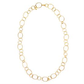 -COLETTE NECKLACE. DELIGHTFULLY LENGTHY & LIGHTWEIGHT 24K GOLD PLATED ETCHED LOOPS OF VARYING SIZES. 36"                                    