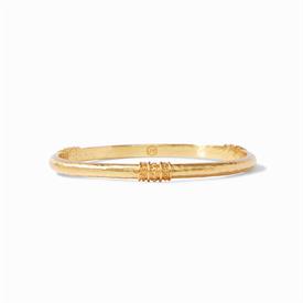 -,CATALINA BANGLE IN MEDIUM. CLASSIC 24K GOLD PLATED BANGLE LIGHTLY HAMMERED WITH A BEAD IN DAIMOND EMBELLISHMENT. 8" CIRCUMFERENCE         