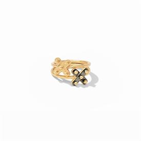 -,SOHO STACKING RING SET. SET OF 2 24K GOLD PLATED & MIXED METAL ACCENTED STACKING RINGS. SIZE 7.                                           