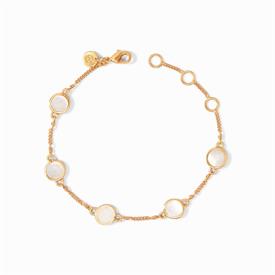 -,MOTHER OF PEARL DELICATE STATION BRACELET. 24K GOLD PLATED. ADJUSTABLE FROM 6" TO 7" LONG                                                 