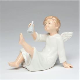 _ANGEL WITH BELL FIGURINE. 5.25" LONG, 2.75" WIDE, 2.75" TALL                                                                               