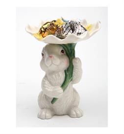 _:BUNNY CANDLE HOLDER/COMPOTE. 3.75" TALL, 3.5" WIDE                                                                                        