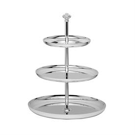 -3-TIER DESSERT STAND. SILVER PLATED. 23.8 CM TALL, 17.5 CM WIDE.                                                                           