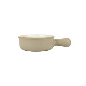 -CAPPUCCINO SMALL ROUND BAKER WITH LARGE HANDLE. 7.5" LONG, 6.25" WIDE, .5 QUART                                                            