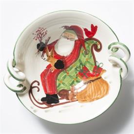 -SCALLOP HANDLED BOWL WITH SLEIGH. 13.25" WIDE                                                                                              