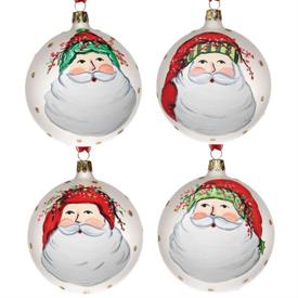 -SET OF 4 GLASS ORNAMENTS, ASSORTED. 4" WIDE                                                                                                