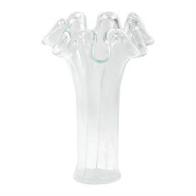 -CLEAR VASE WITH WHITE LINES TALL VASE. 16.5" TALL                                                                                          