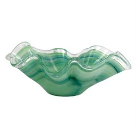 -LARGE GREEN BOWL. 15.75" LONG, 11" WIDE                                                                                                    