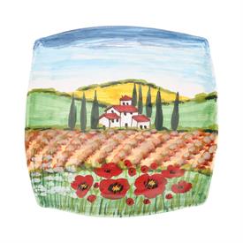 -12" VILLA WITH POPPIES SQUARE WALL PLATE                                                                                                   
