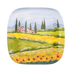 -16" VILLA WITH SUNFLOWERS RIMMED SQUARE WALL PLATE                                                                                         