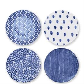 -SET OF 4 DINNER PLATES, ASSORTED. 10.75" WIDE.                                                                                             