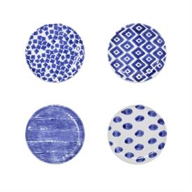 -SET OF 4 COCKTAIL PLATES, ASSORTED. 6.5" WIDE                                                                                              