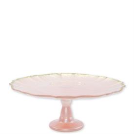-PINK CAKE STAND. 12.25" WIDE, 5" TALL                                                                                                      