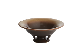 -ORION COMPOTE IN GOLD & BROWN. 11" WIDE, 5" TALL                                                                                           