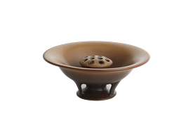 -ORION FLOWER BOWL WITH FROG IN GOLD & BROWN. 11" WIDE, 5" TALL                                                                             