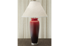 -CLASSIC LAMP IN RED & BLACK, 35"                                                                                                           
