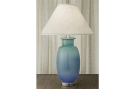 -SUNG LAMP IN VERDIGRIS & BLUE, 35"                                                                                                         
