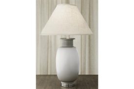 -SUNG LAMP IN WHITE & GRAY, 35"                                                                                                             