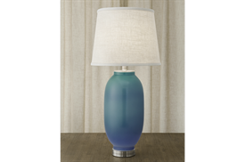 -LOZENGE LAMP IN VERDIGRIS & BLUE, 32"                                                                                                      