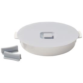 -11" ROUND BAKING DISH WITH LID & SILICONE HANDLES                                                                                          