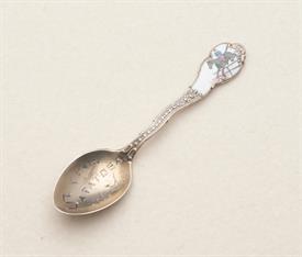 SARATOGA FEMALE EQUESTRIAN RIDER STERLING SILVER AND ENAMELED SOUVENIR SPOON 3.8" LONG                                                      