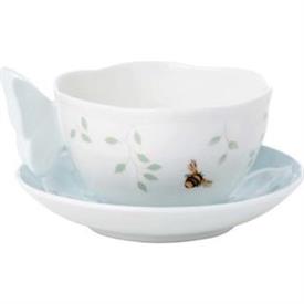 -BLUE CUP & SAUCER. 8 OZ. CAPACITY. MICROWAVE & DISHWASHER SAFE. BREAKAGE REPLACEMENT AVAILABLE. MSRP $40.00                                
