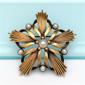 ,1950'S TORTOLANI MODERNIST STAR BROOCH WITH FAUX PEARL ACCENTS. 2.1" WIDE                                                                  